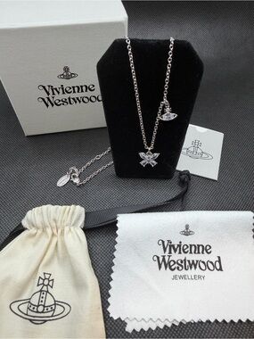 Vivienne Westwood Silver Crystal Butterfly & Orb Necklace